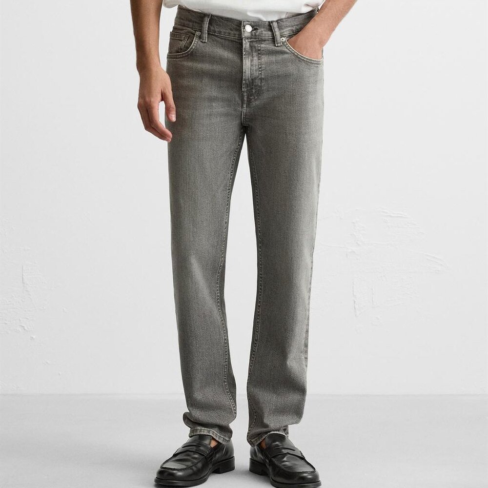 Zara Men's Slim Fit Denim Jean Pants (Gray/Khaki) [Size 30 / Small]